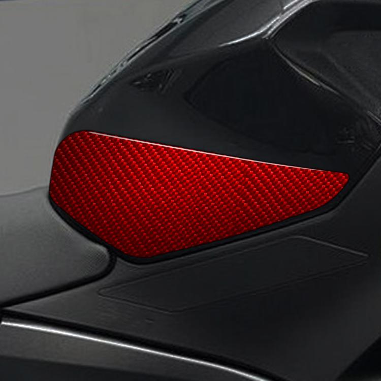 Steering wheel side sticker, red carbon-fiber textured trim (1 pc)