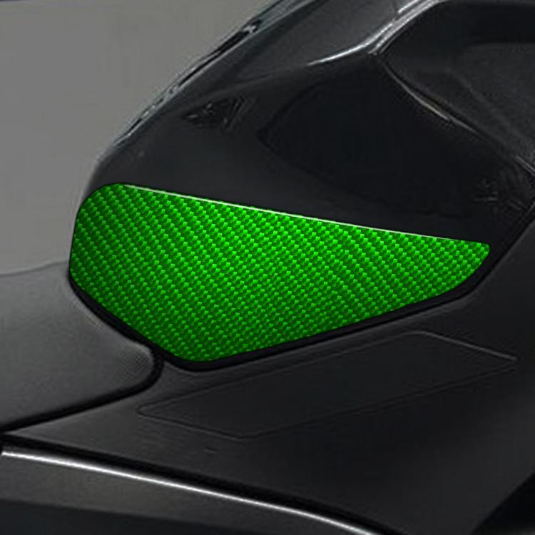Steering wheel side sticker, green carbon-fiber textured trim (1 pc)
