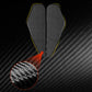 Steering wheel side stickers pair, carbon-fiber style with yellow edge outline