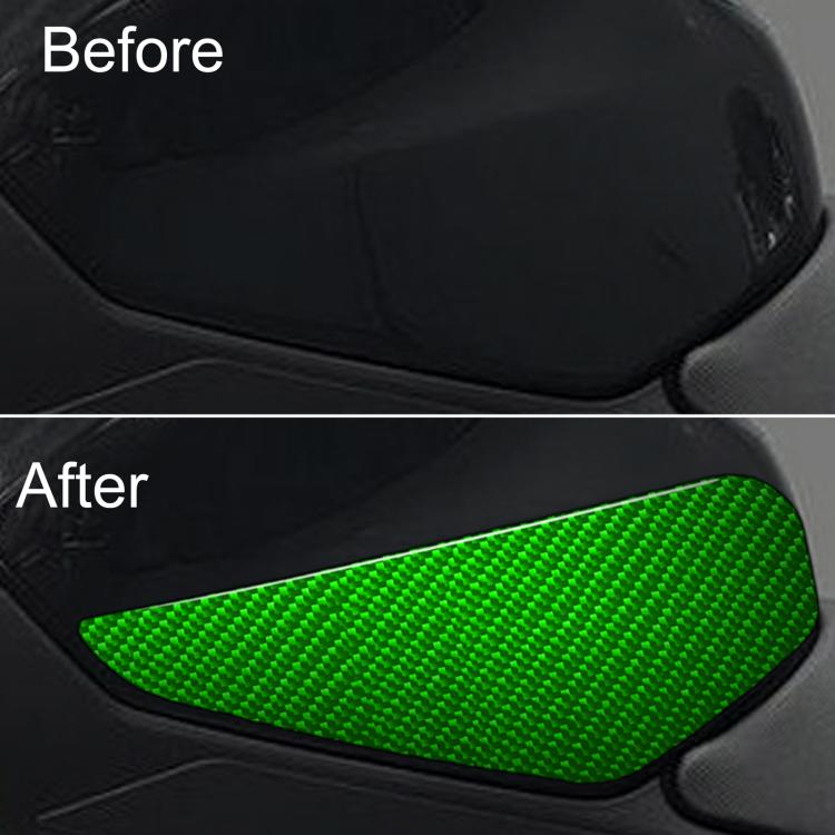 Steering wheel side sticker, green carbon-fiber textured trim applied