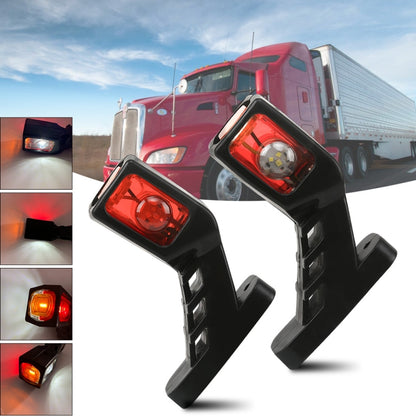 LED truck side marker lights with red and amber lenses, black housing, angled pair