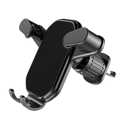 Upside-down car air vent phone holder, cool black with spring hook base