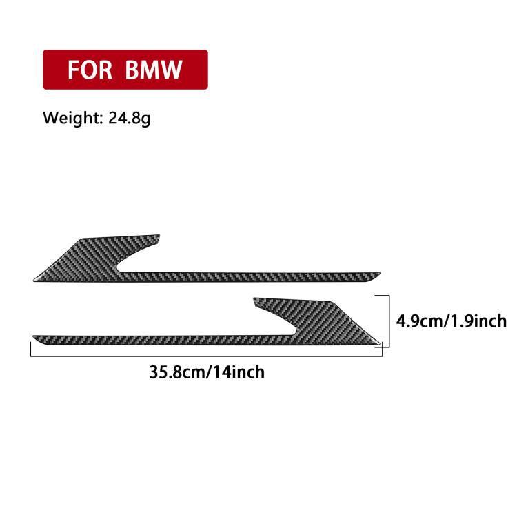 Black carbon-fiber rear fog light eyebrow stickers with length 35.8cm and 4.9cm