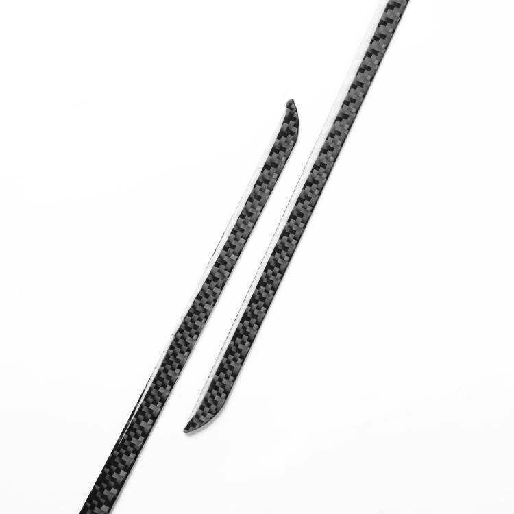 Black carbon-fiber rear fog light eyebrow sticker strips, two long pieces