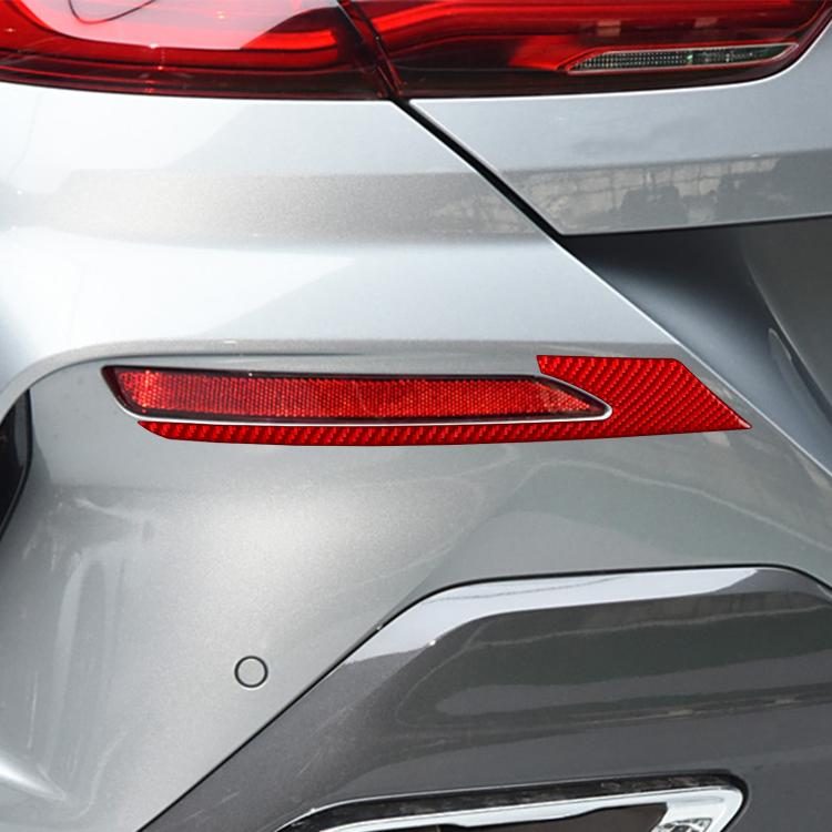 Red carbon-fiber rear fog light eyebrow sticker on the car tail light