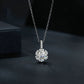 Sterling silver zircon pendant necklace, small round halo pendant on chain