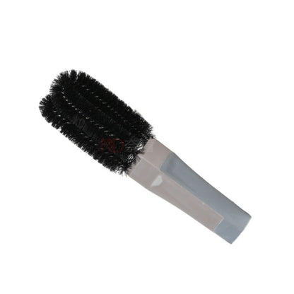 Car wheel hub cleaning brush with black bristle head and gray PVC handle