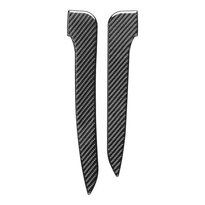 Black carbon-fiber look rearview mirror anti-scratch strip stickers, 2-piece LHD set