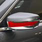Installed red carbon-fiber look rearview mirror strip on car door mirror, LHD
