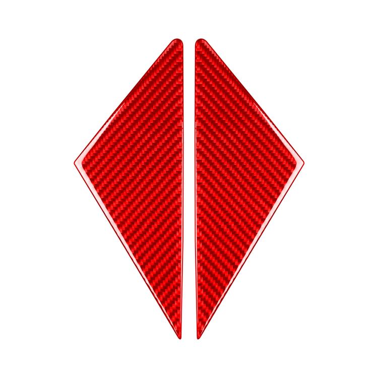 Universal A-pillar sticker set, carbon-fiber look, red diamond-shaped pair