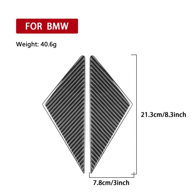 Universal A-pillar sticker set, black carbon-fiber diamonds, size 7.8 x 21.3 cm