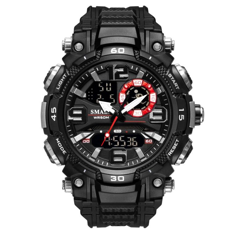 SMAEL 1921 men's dual movement sports watch with black resin strap