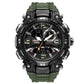 SMAEL 1921 men's dual movement sports watch with green resin strap