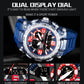 SMAEL 1921 men's dual movement sports watch with dual display on blue strap