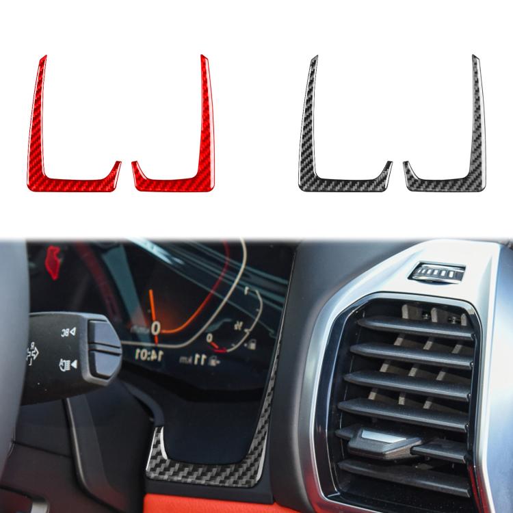 Set of 2 U-shaped instrument trim stickers in red and black carbon-fiber style