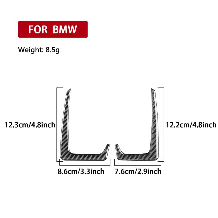 2pcs right-hand drive instrument trim stickers, black carbon-fiber style, with size guide