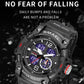 Black SMAEL waterproof quartz sports watch with textured strap and red-accent side button