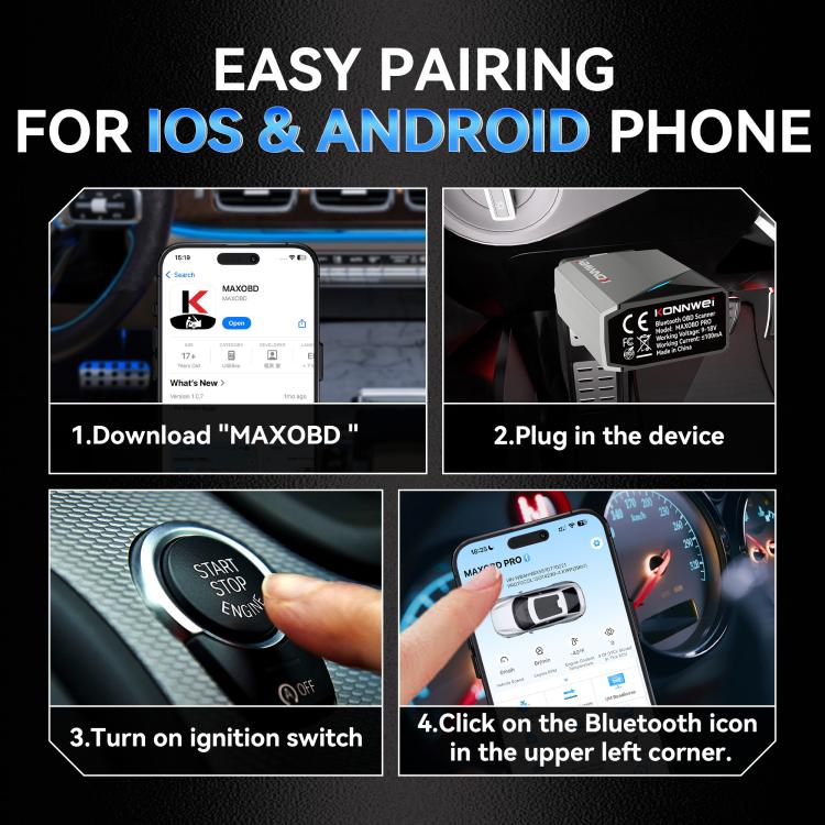KONNWEI Full Car System Scanner OBD2 Diagnostic Tool Code Reader, MAXOBD PRO Gray, MAXOBD PRO Green, MAXOBD PRO Red, MAXOBD PRO Blue
