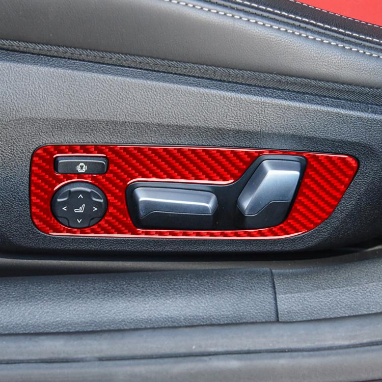 Red carbon-fiber seat switch sticker set, applied on car door panel