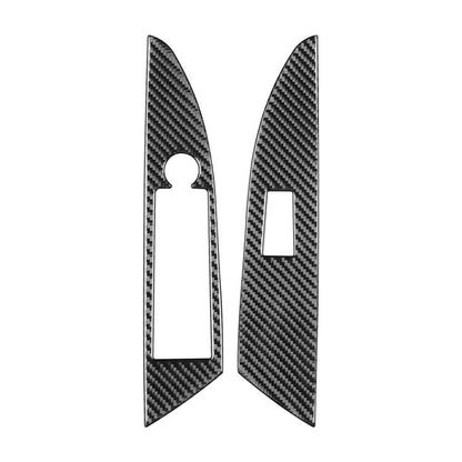 Black carbon-fiber window switch trim stickers, 2-piece LHD set