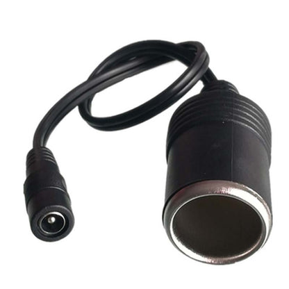 DC barrel power adapter cable with car cigarette lighter plug, black, 5.5 x 2.1mm