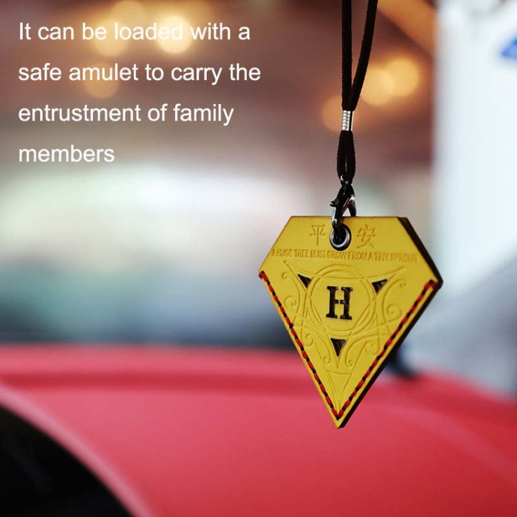 Car Pendant Triangular Ping An Charm Bag Leather Rearview Mirror Ornament, Triangular Red, Triangular Yellow, Triangular Black