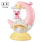 Pink moon table lamp with pig figures, kids night light, US plug.