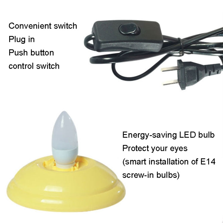 Kids moon table lamp base with LED bulb and power cord switch control.