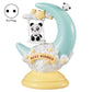 Light blue moon table lamp with panda figures, kids night light, EU plug.