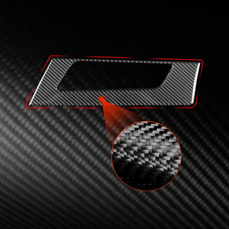 Carbon fiber dashboard speaker frame sticker with textured insert detail, black and dark