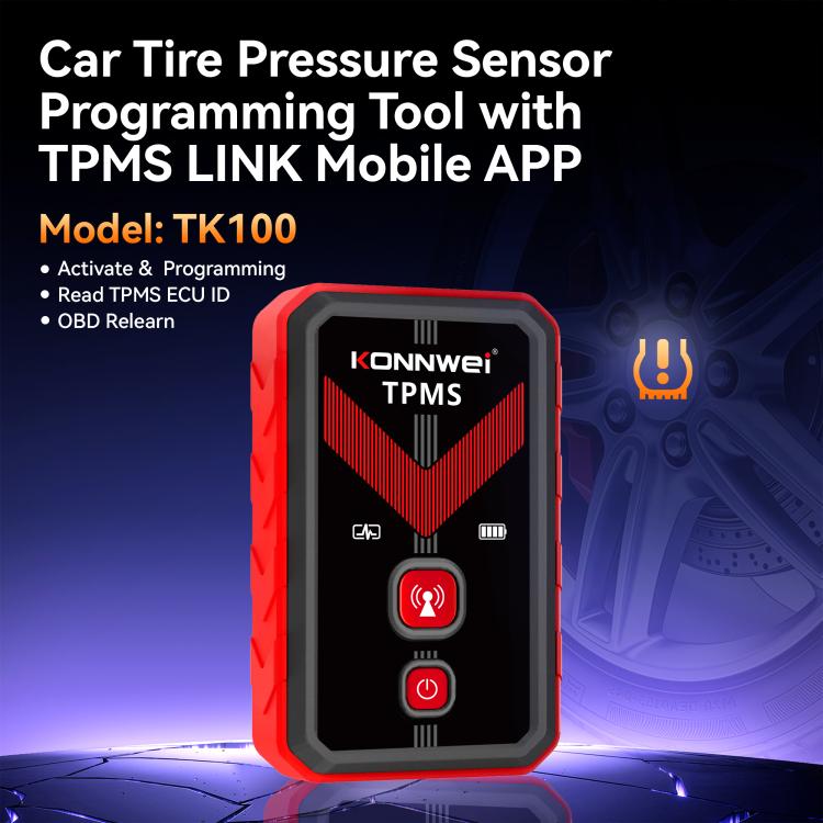 KONNWEI Tire Pressure Monitoring System Connector Supports Bluetooth Version 5.2, TK100+Sensor+OBD