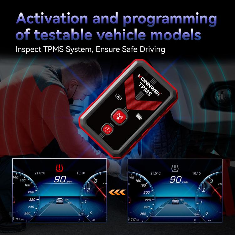 KONNWEI Tire Pressure Monitoring System Connector Supports Bluetooth Version 5.2, TK100+Sensor+OBD