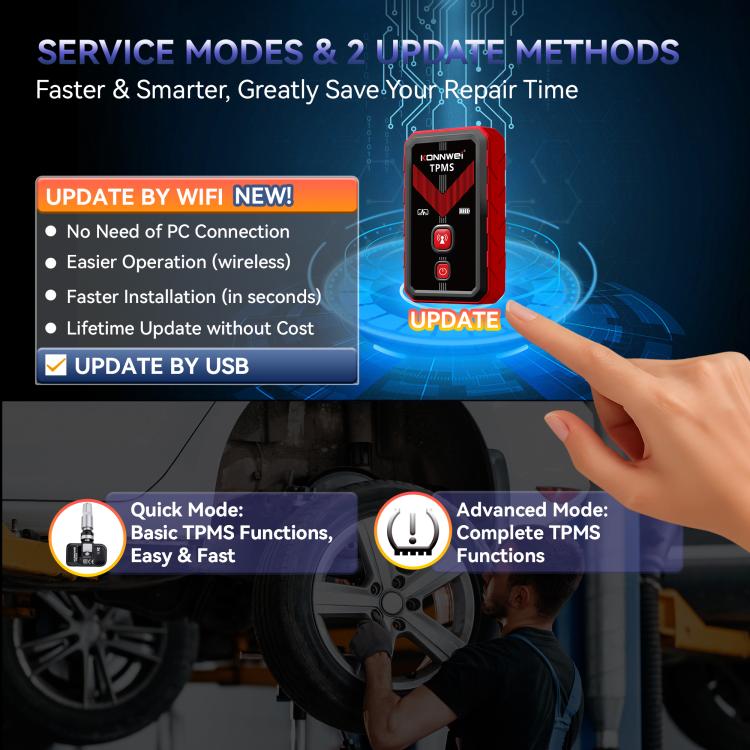 KONNWEI Tire Pressure Monitoring System Connector Supports Bluetooth Version 5.2, TK100+Sensor+OBD