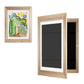 Light wood magnetic front-open art frame with inner black panel and side open back