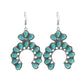 Turquoise scalloped fan hoop earrings with oval inlays and silver-tone hooks