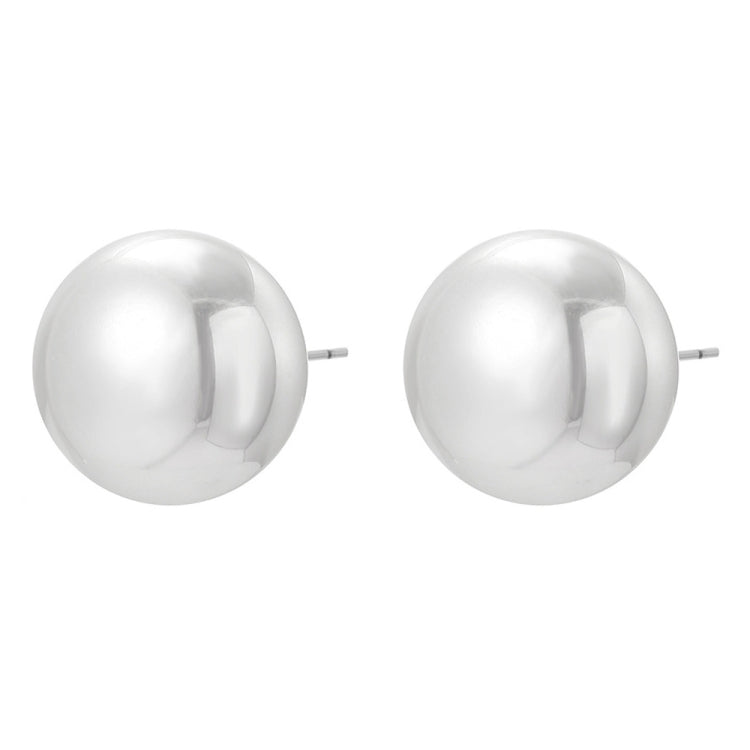 White pearl ball stud earrings with round domed front and metal post backs