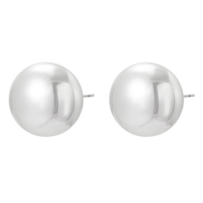 White pearl ball stud earrings with round domed front and metal post backs
