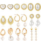 Assorted pearl and crystal earrings set with hoops, studs, and dangling styles