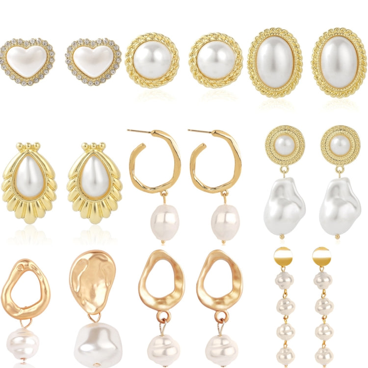 Assorted pearl and crystal earrings set with hoops, studs, and dangling styles