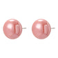Pink pearl ball stud earrings with round domed front and metal post backs