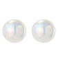 Iridescent white pearl ball stud earrings with blue-toned sheen and metal posts