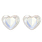 Iridescent heart pearl stud earrings with metal post backs and faceted look