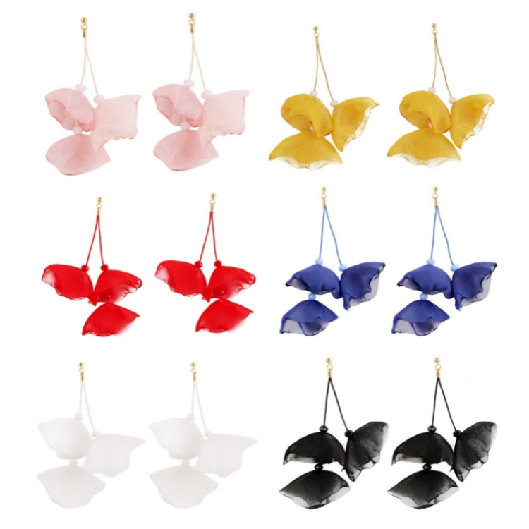 Long Exaggerated Fabric Art Handmade Petal Earrings, E1908-21 Blue, E1908-22 Yellow, E1908-23 Red, E1908-24 Pink, E1908-25 Black, E1908-26 White, E1908-27 Blue, E1908-28 Red, E1908-29 Black, E1908-30 Yellow, E1908-31 Pink, E1908-32 White, E1908-33 Blac...