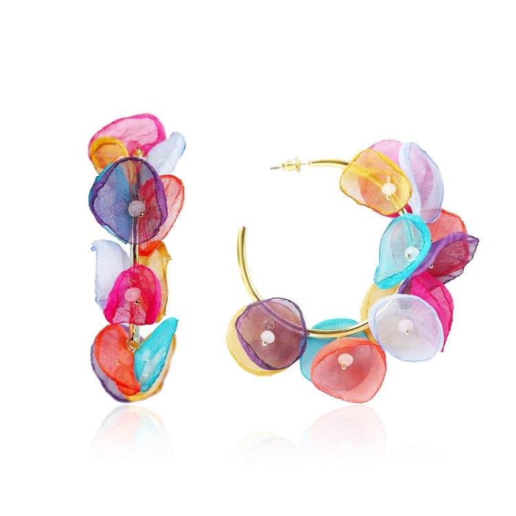 Long Exaggerated Fabric Art Handmade Petal Earrings, E1908-21 Blue, E1908-22 Yellow, E1908-23 Red, E1908-24 Pink, E1908-25 Black, E1908-26 White, E1908-27 Blue, E1908-28 Red, E1908-29 Black, E1908-30 Yellow, E1908-31 Pink, E1908-32 White, E1908-33 Blac...