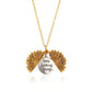 Ancient gold sunflower double-sided engraving necklace with chain and circular quote