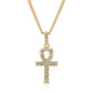 Gold-tone rhinestone chain necklace with cross pendant