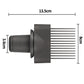 Wide tooth comb nozzle attachment shown with size dimensions, 13.5 cm length