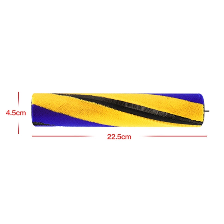 Soft velvet suction brush head in yellow and blue with black bristle strip