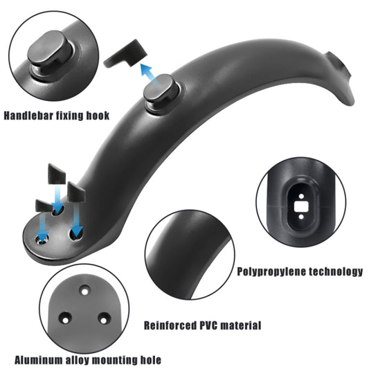 For Xiaomi M365 Electric Scooter Accessories, Fender+Bracket+Taillight, Black With Wrench, Black Without Wrench