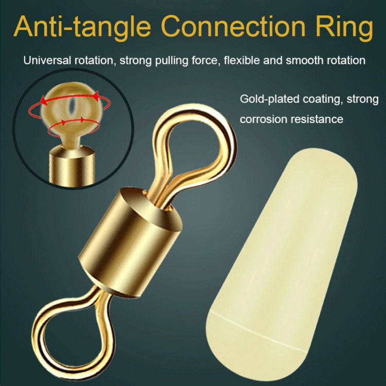 Gold swivel anti-tangle connection ring with beige silicone space-bean sleeve